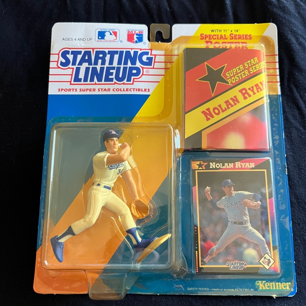 Nolan Ryan 1992 Starting Lineup Texas Rangers Kenner Figure Card Poster New